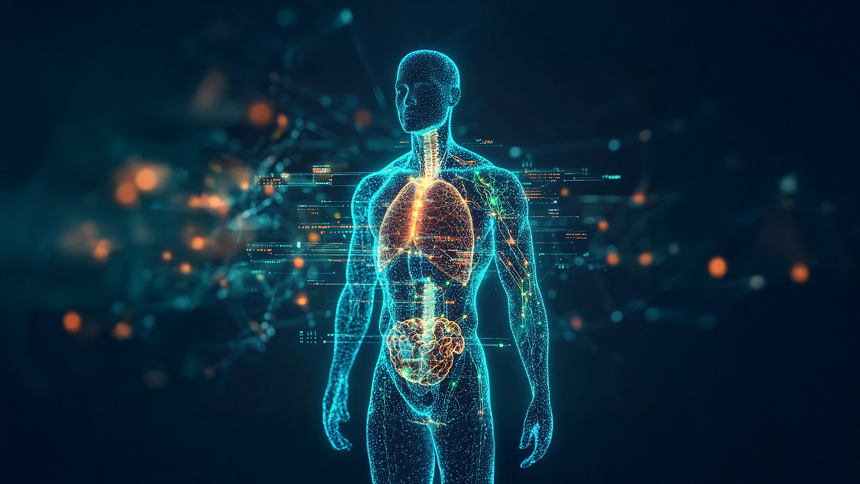 A futuristic digital scan of a human.