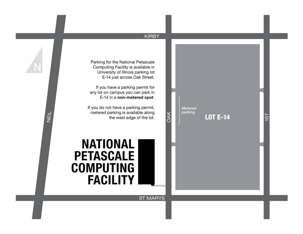 A picture of the parking lot adjacent to NCSA.