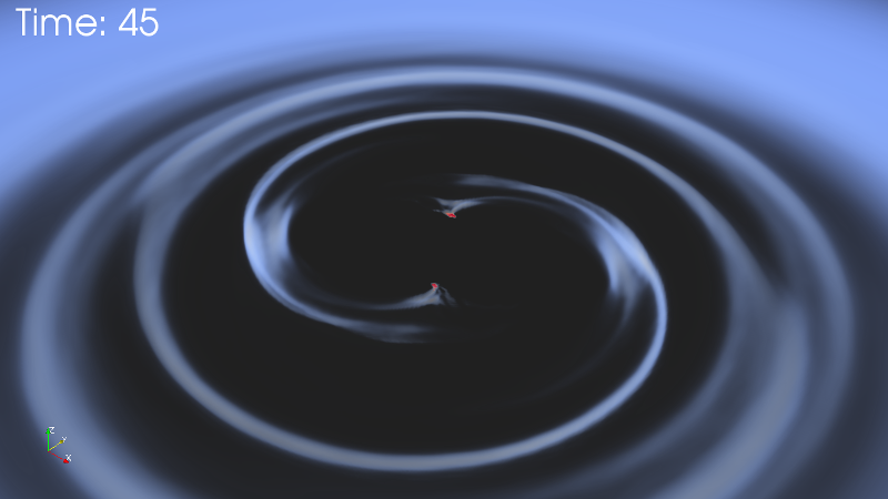 Simulation of a gravitating black hole in a circular rotation